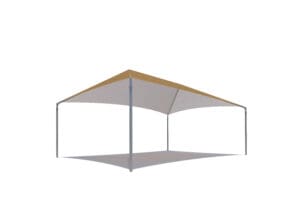 Hip shade structures for many uses, including playgrounds and picnic areas